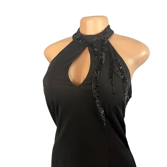 Nightway Collections High Neck Black Sequin Gown - Picture 3 of 9